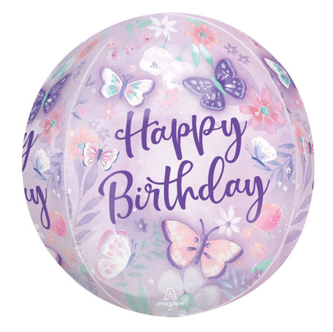 Ballon orbz-Happy birthday papillons