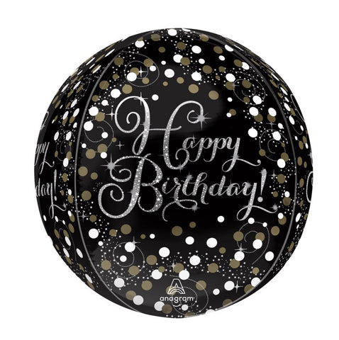 Ballon orbz-Happy birthday classique noir