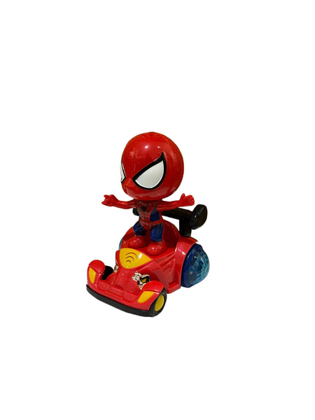 Spiderman sur voiture de course