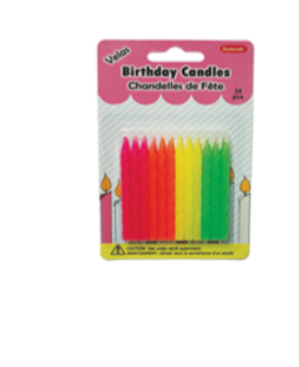 Bougies d'anniversaire-  Assortiment couleur  néon