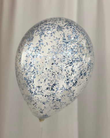 Ballon latex confetti 11''-Bleu pâle