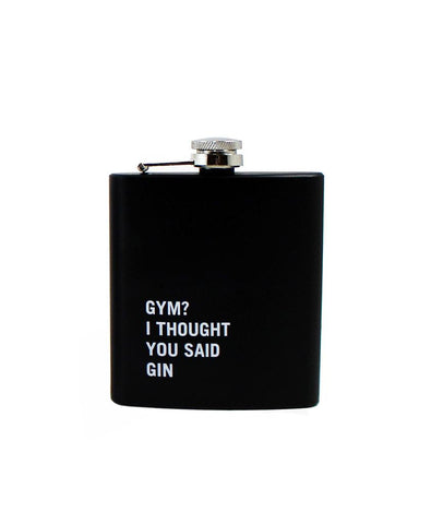 Flasque noire "Gym I thought you said Gin"