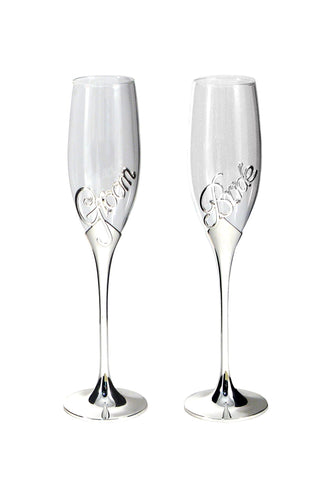 Duo de flûtes à champagne Groom & Bride