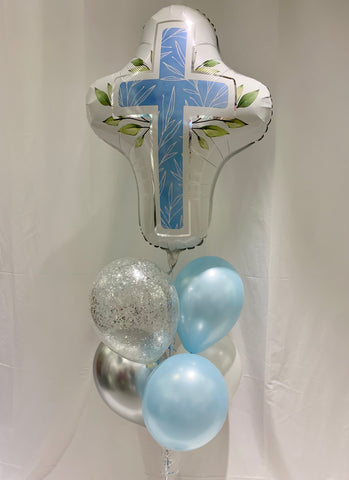 Bouquet de ballons bleu pour célébration religieuse