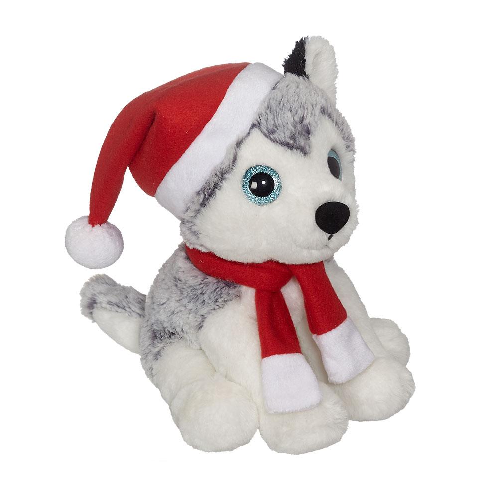 Peluche De Noël Chien Oscar Avec Bonnet Rouge Et Pull - Marque By J Line, Occasion En Parfait état, Idéal Pour Décoration Festive