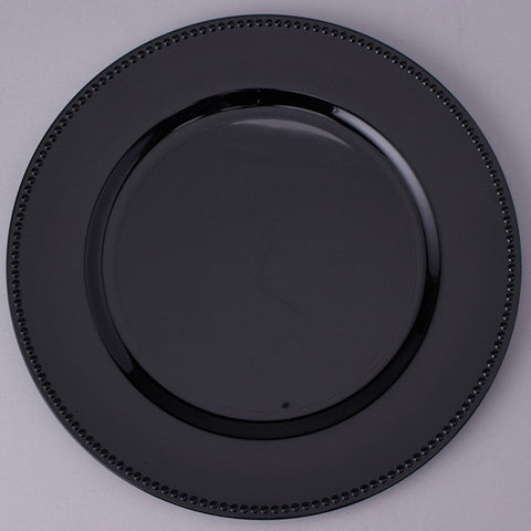 Grandes assiettes en plastique rondes noir