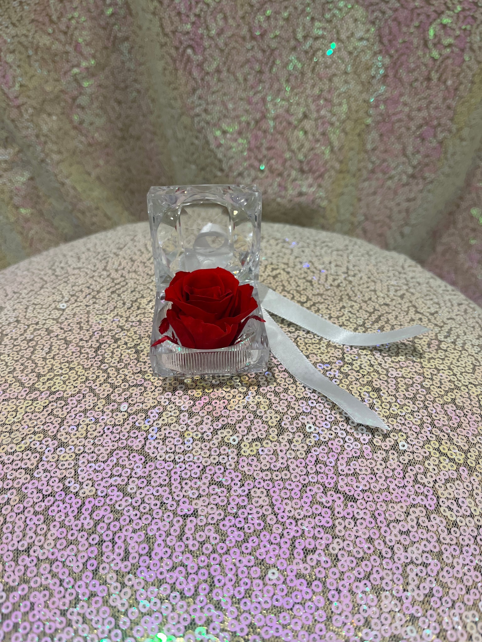 Bonbonnière- Rose préservée rouge