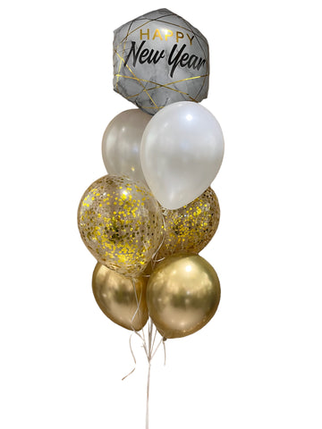 Bouquet Happy New Year Or Noir Argent - Livraison de ballons