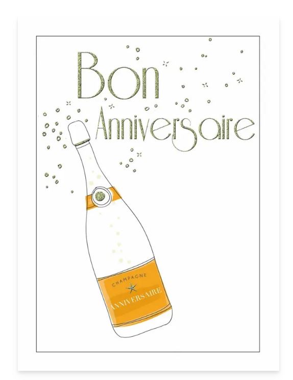 Carte souhaits- Bouteille champagne
