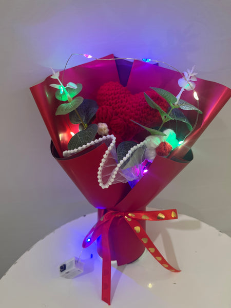 Bouquet de coeur en crochet-Rouge