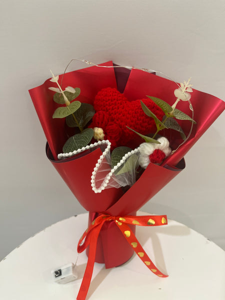 Bouquet de coeur en crochet-Rouge