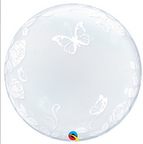 Ballon Bubble- Roses et papillons