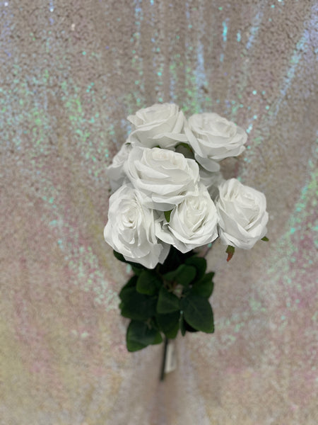 10 roses en soie -Blanc