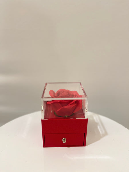 Boite bijoux et rose - Rouge