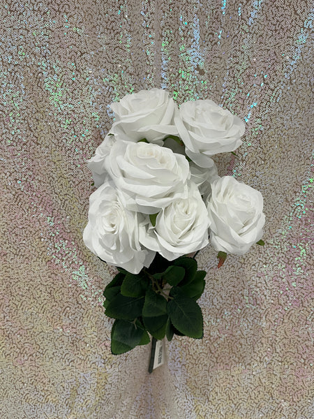 10 roses en soie -Blanc