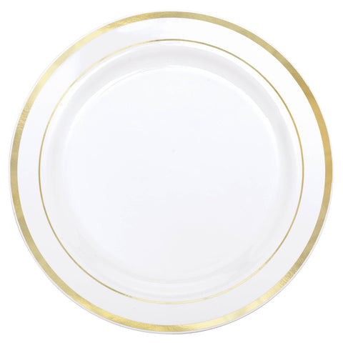 Assiettes en plastique avec bordure dorée