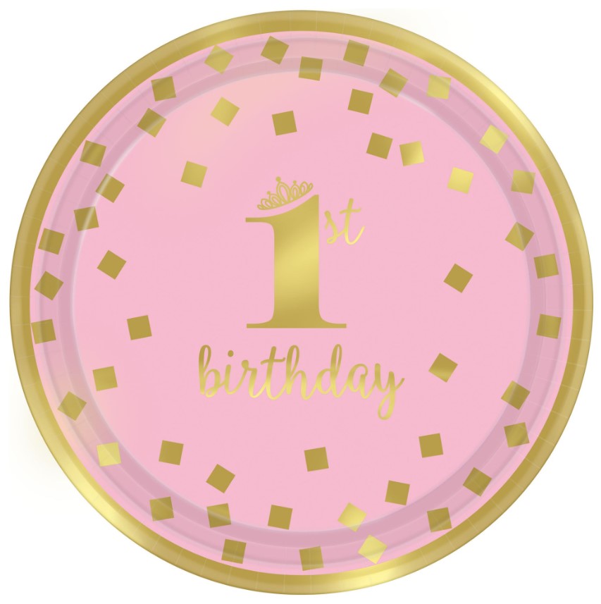 Petites assiettes 1st birthday rose