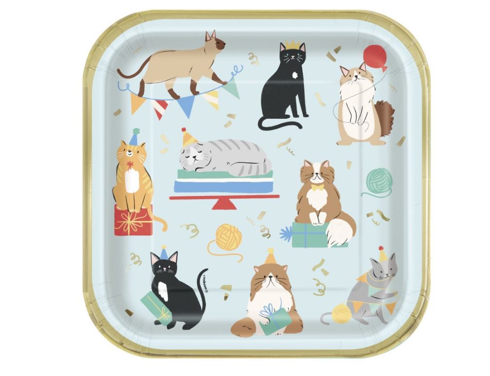 Grandes assiettes carrées Chat