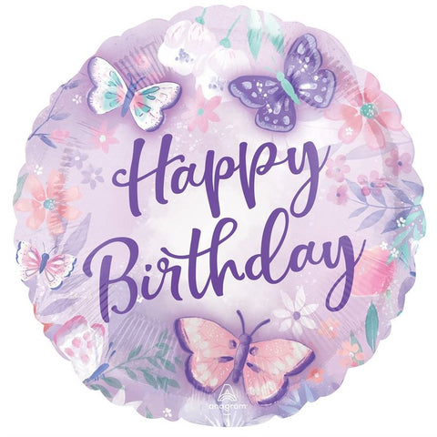 Ballon mylar-Happy Birthday papillons