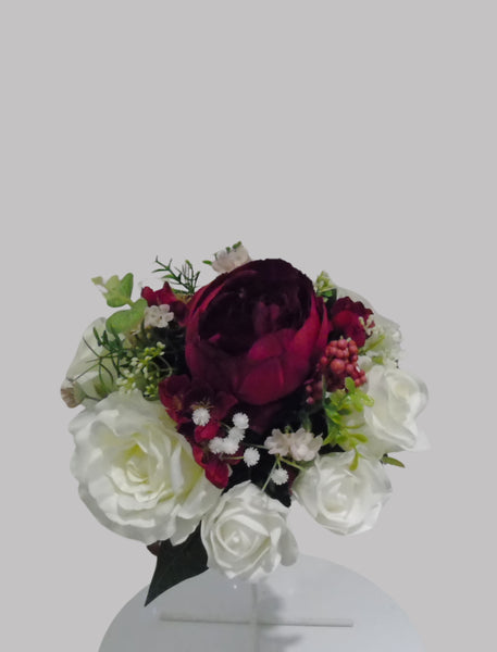 Bouquet de fleurs Ivoire et Fuchsia
