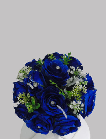 Bouquet de roses bleu en soie