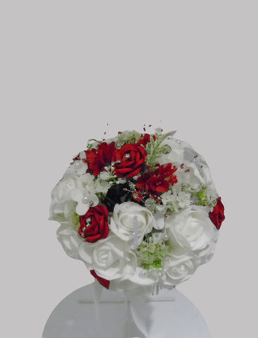 Bouquet roses blanc et rouge