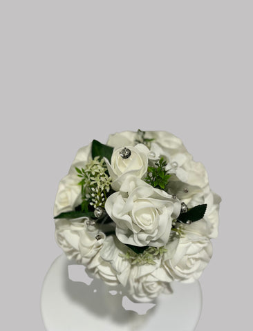Petit bouquet de fleurs artificielles blanc