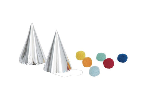 Chapeaux pointus  argent avec pompons