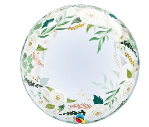 Ballon Bubble -Roses et feuillages