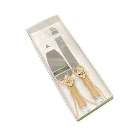 Ensemble couteau et pelle à gâteau décoré