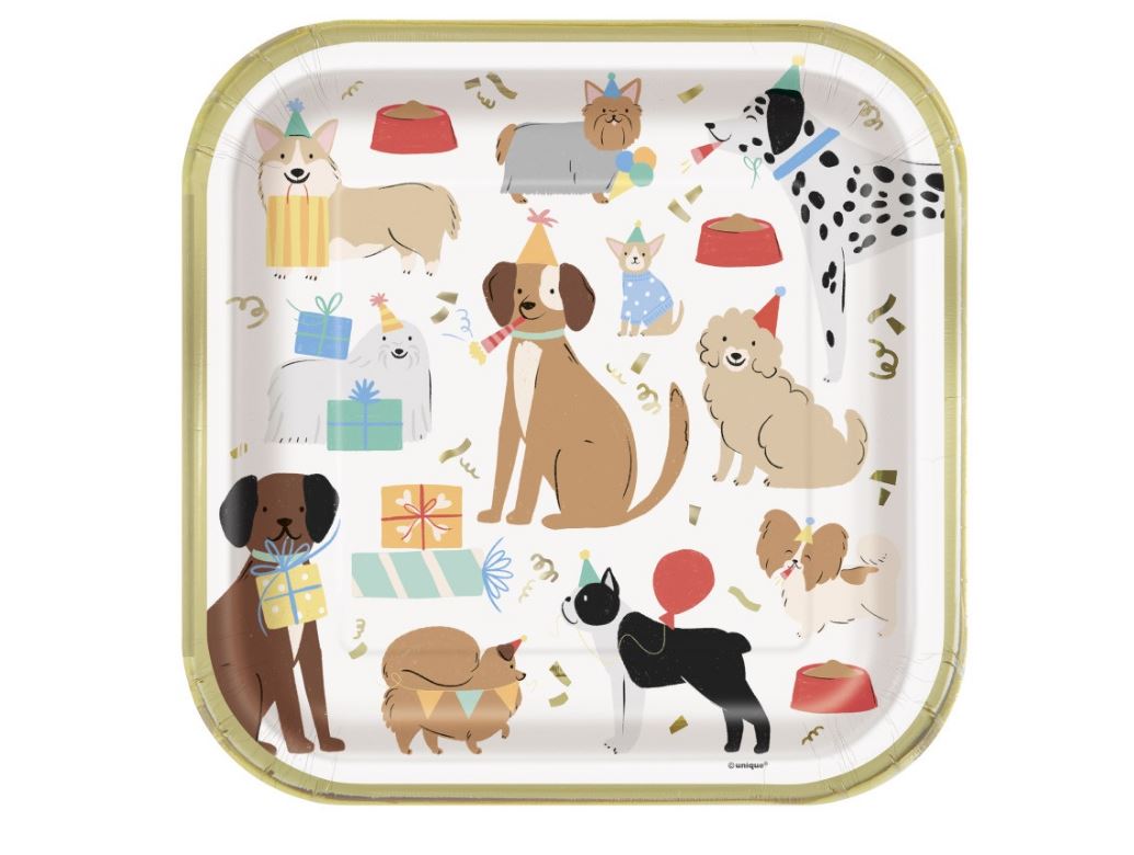 Grandes assiettes carrées Chien