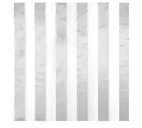 Serviettes rayée  argent