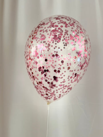 Ballon latex confetti 11''-Rose foncé