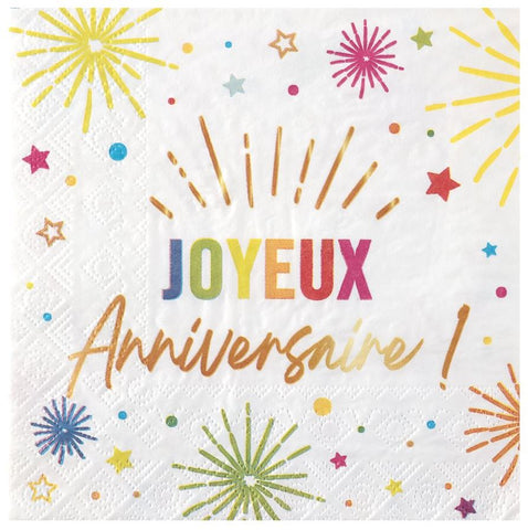 Serviettes en papier- Joyeux Anniversaire coloré