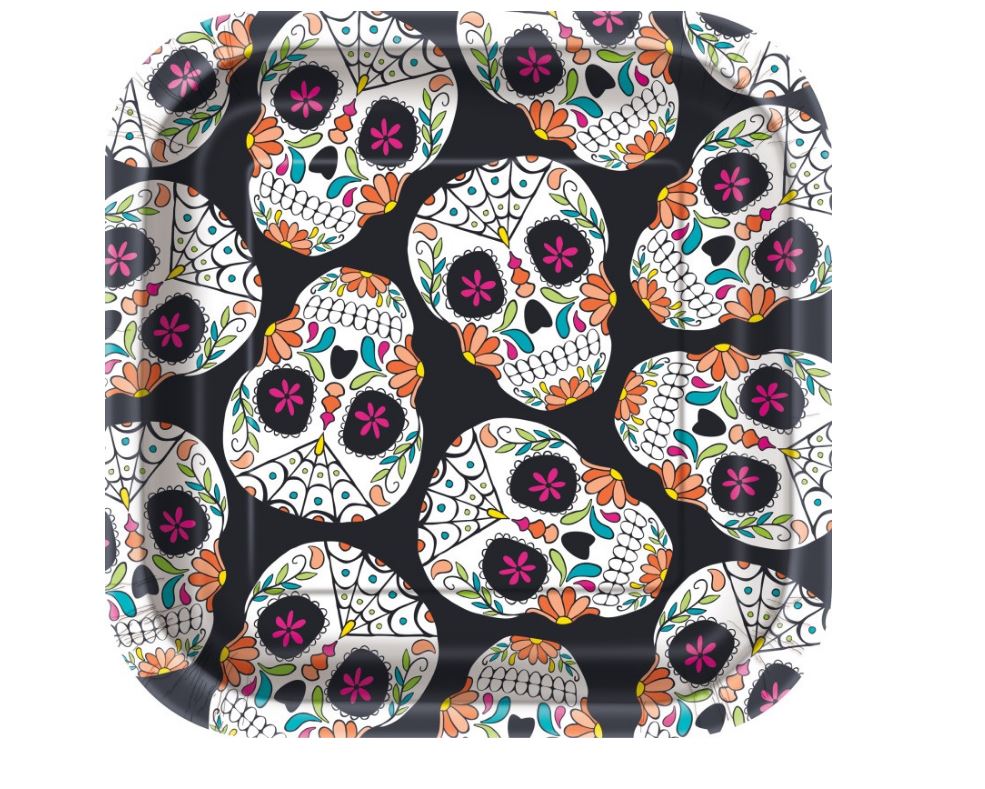 Petites assiettes en carton Dia de los muertos