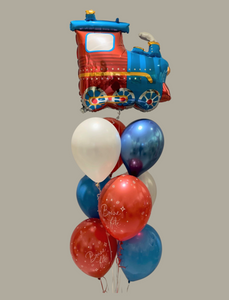 Bouquet de ballons Train bleu