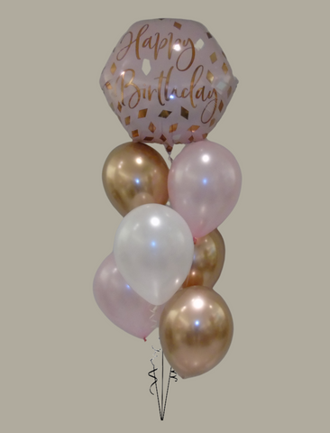 Bouquet de ballons - Happy Birthday Rose Gold