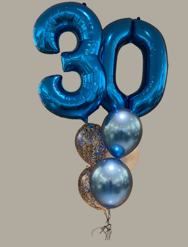 Bouquet de ballons-Deux Grand Chiffre Bleu