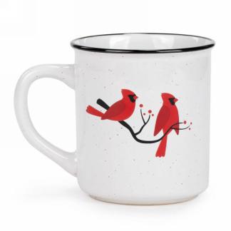 Tasse blanche -cardinaux sur branche