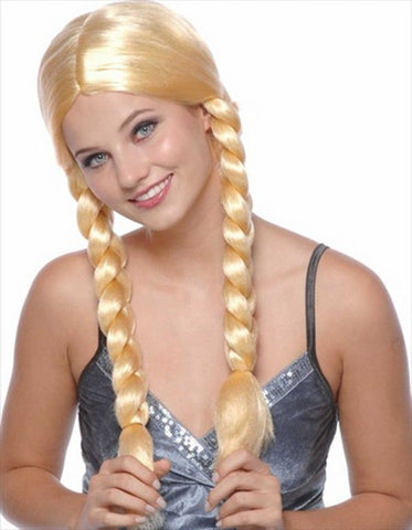 perruque  avec deux tresses blondes