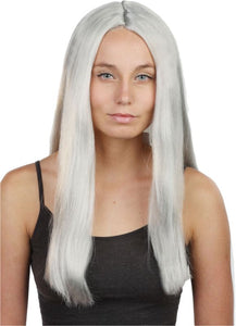 perruque cheveux gris long