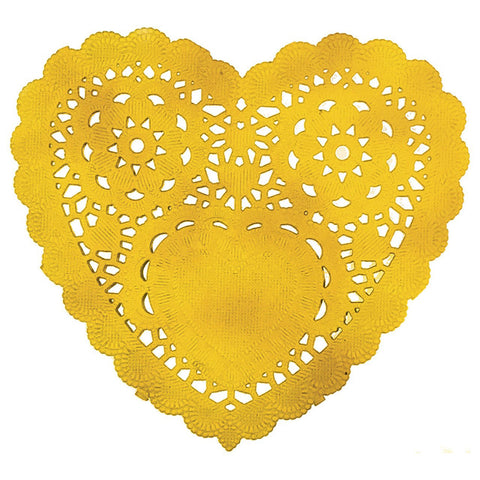 napperons en papier or en forme de coeur