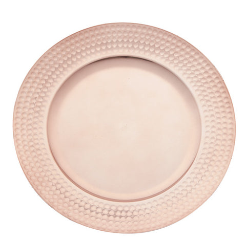 assiette en plastique ronde de couleur rose gold