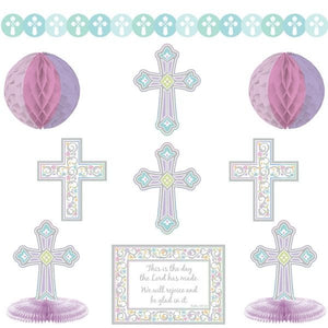 ensemble de décoration de 10 morceaux avec croix couleur lilac,rose et bleu pâle