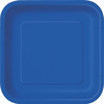 grandes assiettes carré bleu royal