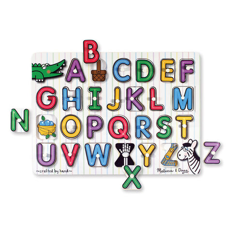 casse-tête en bois avec lettre de l'alphabet et mot en espagnol