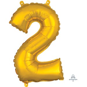 numéro 2 mylar de 16 pouces en or