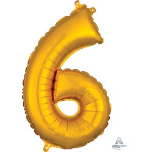 numéro 6 mylar de 16 pouces en or
