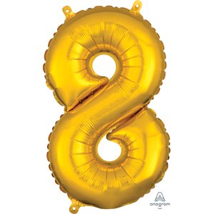 numéro 8 mylar de 16 pouces en or