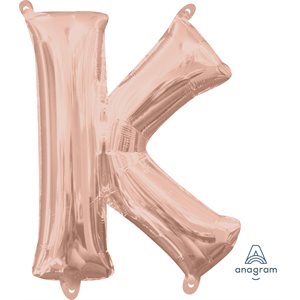 lettre K mylar de 16 pouces en rose gold